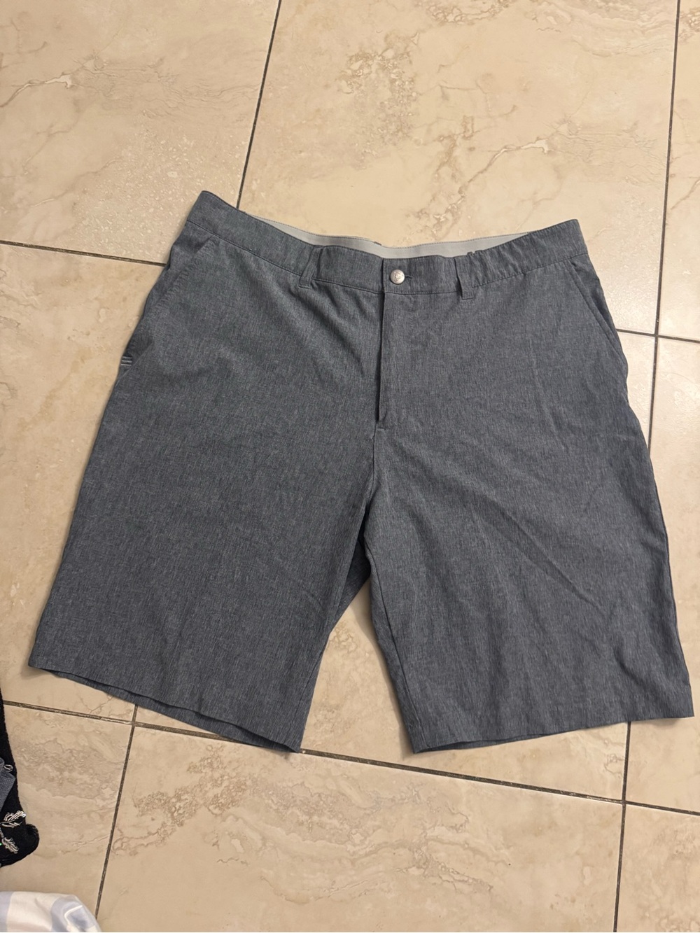 adidas Men's Charcoal Gray Flat Front Performance Shorts